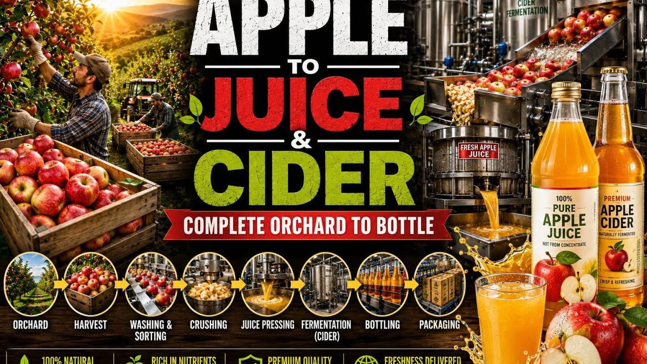 🍎 Apple Orchard to Apple Juice & Cider Production | Complete Orchard to Bottle Manufacturing 